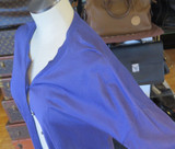 Vintage Louis Vuitton Blue 100% Silk Button Up Cardigan Jacket