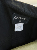 Vintage Chanel Tweed Trench Coat in Black, Size 46 FR