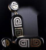 Vintage "La Triomphe" 14ct Yellow Gold 1.00ct G Vs Diamond & Onyx Set Ear Clips