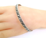 Handmade Solid Sterling Silver Repeating Pattern Bangle 21.6g