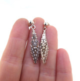 Stylish Sterling Silver Chevron Design Diamond Shape Dangly Earrings 4.4g