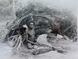 Great Clarity. Early 1900s Photograph of Australian Aboriginal Man & Humpy.