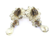 Fabulous Vintage Cut Glass & Copper Daisy Flower Clip-on Earrings 32.2g