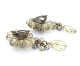 Fabulous Vintage Cut Glass & Copper Daisy Flower Clip-on Earrings 32.2g