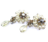 Fabulous Vintage Cut Glass & Copper Daisy Flower Clip-on Earrings 32.2g