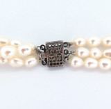 Vintage Triple Pearl Strand Necklace with Pretty Sterling Silver Filigree Clasp