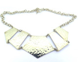 Handmade Sterling Silver Geometric Statement Necklace Hammered Effect 44.7g