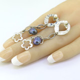 Handmade Beautiful Sterling Silver Heart & Pearl Dangle Neta Earrings 5.6g