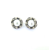 Beautiful PZ Sculptural Quality White Cultured Pearl Earring Studs 4g