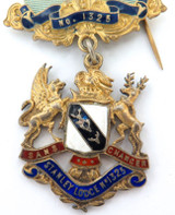 1920 9ct Gold & Sterling Silver Masonic Stanley Lodge 1325 Medal Bar Brooch Set.