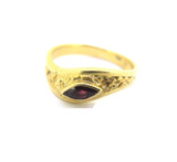 Handmade Vintage 18ct Yellow Gold & Marquise Ruby Ring Size O 1/2 4.9g
