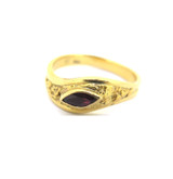 Handmade Vintage 18ct Yellow Gold & Marquise Ruby Ring Size O 1/2 4.9g