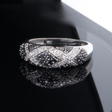 0.98cttw G Vs & Black Diamond Grain Set 10ct White Gold Ring Size Q Val $4790
