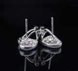 Vintage 14ct White Gold G Vs Diamond Set Contoured heart Earrings Val $2690