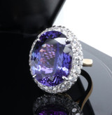 9.65ct Violet Blue Tanzanite & 1.68ct VS Diamond 18ct Gold Ring sz N Val $27190