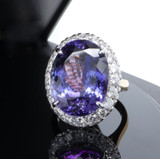 9.65ct Violet Blue Tanzanite & 1.68ct VS Diamond 18ct Gold Ring sz N Val $27190