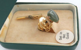 Vintage “Pacific” 9ct Gold & New Zealand Jade Pin in Original Box.