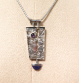 Artisan Design Sterling Silver Copper Inlaid Amethyst & Sugilite Necklace 40.3g