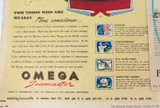 2 x 1950s Large Colour Omega Magazine Adverts. Seamaster / Mens / Ladies.