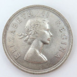 1953 South Africa 5 Shillings .500 Silver 28.2 Grams 38.2mm. Cleaned.