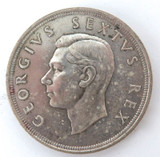 1951 South Africa 5 Shillings .500 Silver 28.2 Grams 38.5mm. Cleaned.