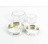Two Elegant Matching Dressing Table Jars, Sterling Silver & Glass for 'Delie'