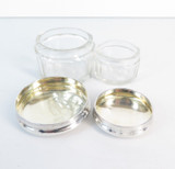 Two Elegant Matching Dressing Table Jars, Sterling Silver & Glass for 'Delie'