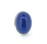 Large Sterling Silver High Domed Bright Blue Lapis Lazuli Ring Size Q1/2 19.6g