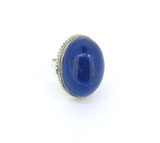 Large Sterling Silver High Domed Bright Blue Lapis Lazuli Ring Size Q1/2 19.6g