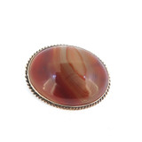 Antique 1900s Gold Plated .800 Silver & Banded Carnelian Oval Brooch 30.5g