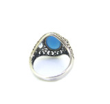 Vintage Sterling Silver Blue Chalcedony & Topaz Filigree Ring Size P1/2 4.6g