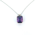 Beautiful 14ct White Gold Amethyst 11x9mm Pendant & Chain 3g