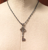 Designer Justin Davis 'Creation Key' Sterling Silver Diamond & Ruby Necklace