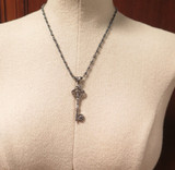 Designer Justin Davis 'Creation Key' Sterling Silver Diamond & Ruby Necklace