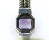 Stunning Sterling Silver Amethyst & 14ct Gold Rope Accent Bangle 44.8g