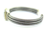 Stunning Sterling Silver Amethyst & 14ct Gold Rope Accent Bangle 44.8g