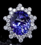 18.3ct Violet Blue Tanzanite & 2.51ct VS Diamond 18ct Gold Ring sz M Val $41120