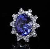 18.3ct Violet Blue Tanzanite & 2.51ct VS Diamond 18ct Gold Ring sz M Val $41120