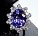 18.3ct Violet Blue Tanzanite & 2.51ct VS Diamond 18ct Gold Ring sz M Val $41120