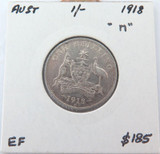 Nice Grade 1918 Australian Shilling. 6 Pearls.