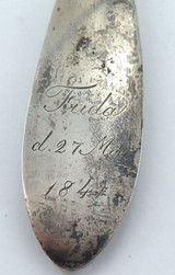 1841 Large German Silver 13 Loth (.812) Engraved Table / Dessert Spoon.