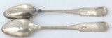 1800s Pair USA Coin Silver Teaspoons. Maker R King.