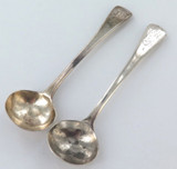1820 & 1845 English Sterling Silver Condiment Spoons.