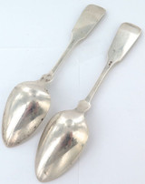 c1845 Pair USA Coin Silver Dessert Spoons. J B Capron.