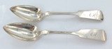 1800s Pair USA Coin Silver Dessert Spoons. C B Hayes & Co.