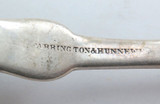 c1850 Pair USA Coin Silver Tea Spoons. Maker Farrington & Hunnewell