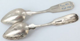 1800s Pair USA Coin Silver Tea Spoons. N L Hazen.