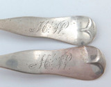 1800s Pair USA Coin Silver Tea Spoons. E E Bailey & Co.
