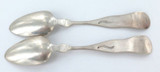 1800s Pair USA Coin Silver Tea Spoons. E E Bailey & Co.