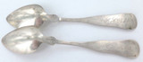1800s Pair USA Coin Silver Tea Spoons. Maker Rogers, Engraved C H Pike.